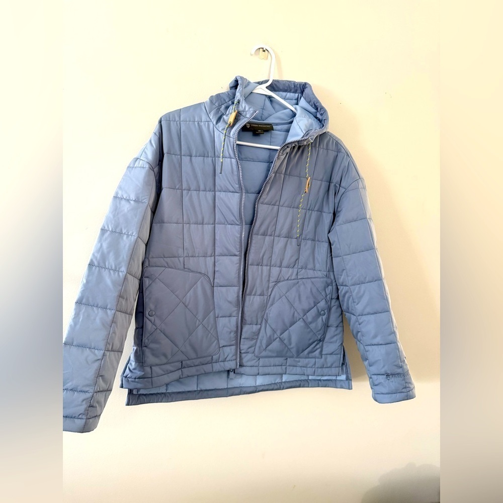 Free Country Puffer Coat Jacket Hood Light Blue Lightweight Size S M Comfy
